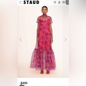 Staud Calluna Dress Magenta Painted Floral